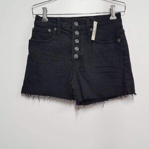 Madewell High Rise Denim Jean Shorts Womens 24 G5167 Black Button Front Fly
